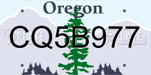 CQ5B977 Oregon License Plate