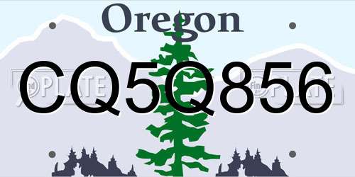 CQ5Q856 Oregon License Plate