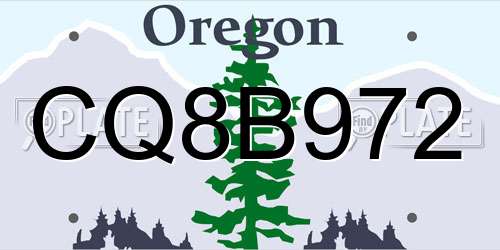CQ8B972 Oregon License Plate