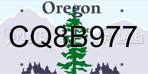 CQ8B977 Oregon License Plate