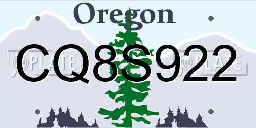 CQ8S922 Oregon License Plate