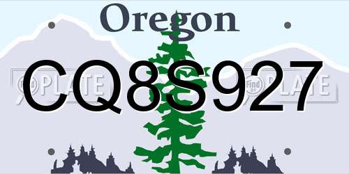 CQ8S927 Oregon License Plate
