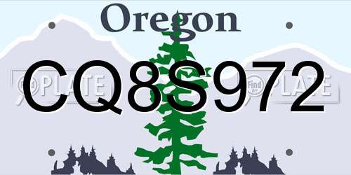 CQ8S972 Oregon License Plate