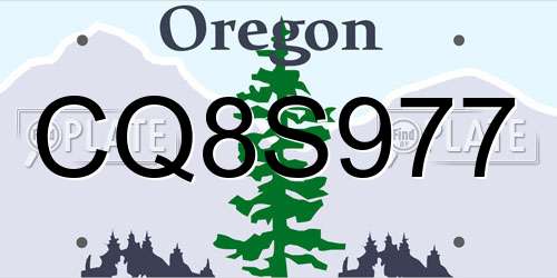 CQ8S977 Oregon License Plate