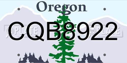 CQB8922 Oregon License Plate
