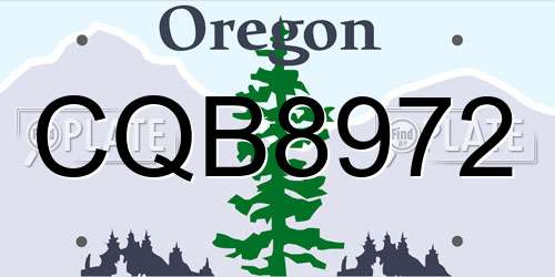 CQB8972 Oregon License Plate