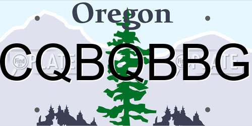 CQBQBBG Oregon License Plate