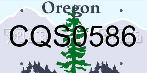 CQS0586 Oregon License Plate