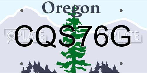 CQS76G Oregon License Plate