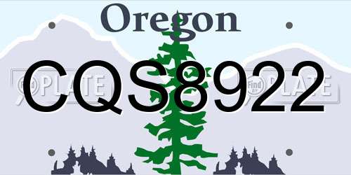 CQS8922 Oregon License Plate