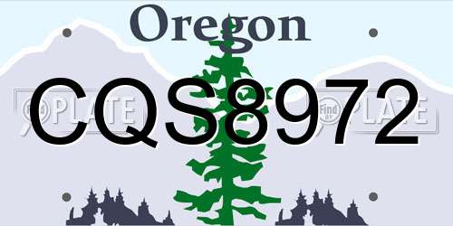 CQS8972 Oregon License Plate