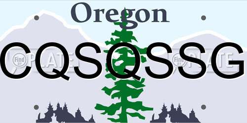 CQSQSSG Oregon License Plate