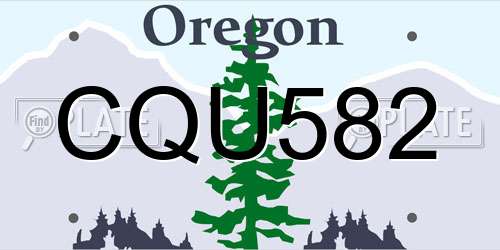 CQU582 Oregon License Plate