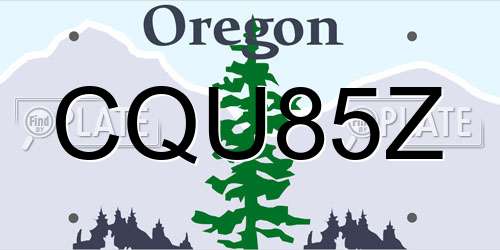 CQU85Z Oregon License Plate