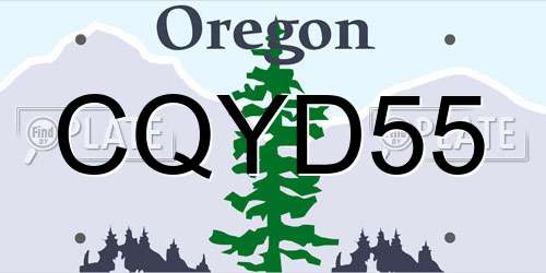 CQYD55 Oregon License Plate