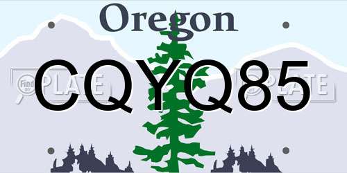CQYQ85 Oregon License Plate