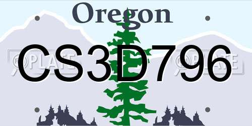 CS3D796 Oregon License Plate