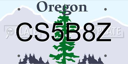 CS5B8Z Oregon License Plate