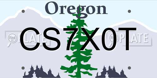 CS7X0T Oregon License Plate