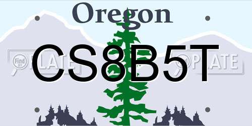CS8B5T Oregon License Plate