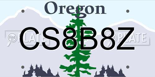 CS8B8Z Oregon License Plate