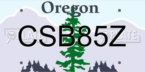 CSB85Z Oregon License Plate