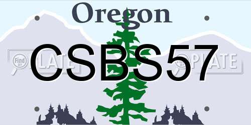 CSBS57 Oregon License Plate