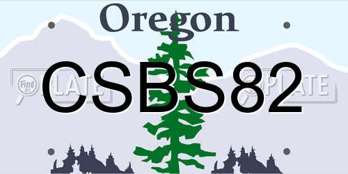CSBS82 Oregon License Plate
