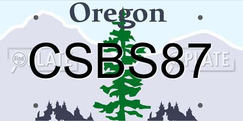 CSBS87 Oregon License Plate
