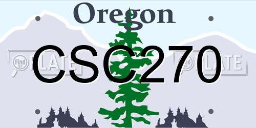 CSC270 Oregon License Plate