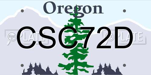 CSC72D Oregon License Plate
