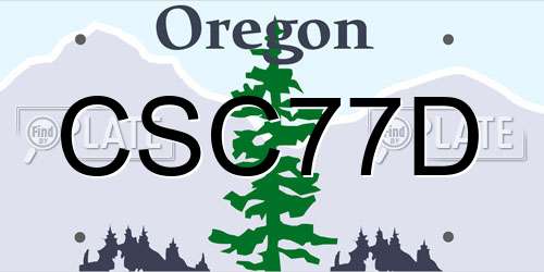 CSC77D Oregon License Plate