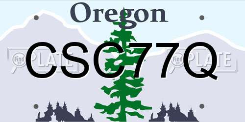 CSC77Q Oregon License Plate