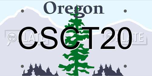 CSCT20 Oregon License Plate