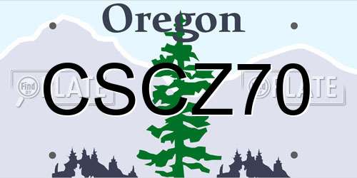 CSCZ70 Oregon License Plate