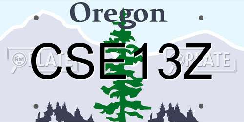 CSE13Z Oregon License Plate
