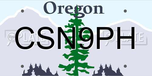 CSN9PH Oregon License Plate