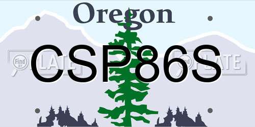 CSP86S Oregon License Plate
