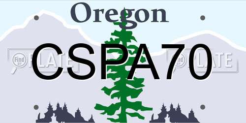 CSPA70 Oregon License Plate