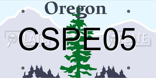CSPE05 Oregon License Plate