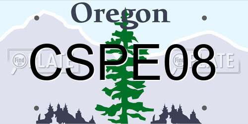 CSPE08 Oregon License Plate