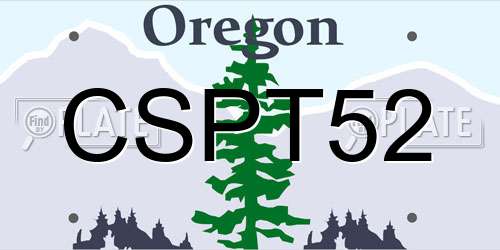 CSPT52 Oregon License Plate