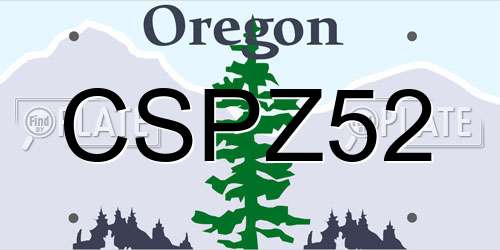 CSPZ52 Oregon License Plate