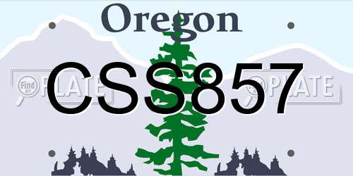 CSS857 Oregon License Plate