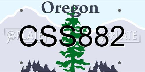 CSS882 Oregon License Plate