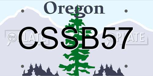 CSSB57 Oregon License Plate