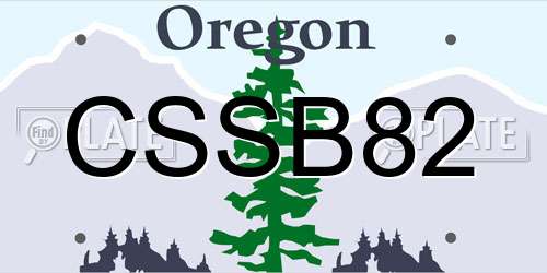 CSSB82 Oregon License Plate