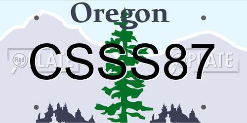 CSSS87 Oregon License Plate