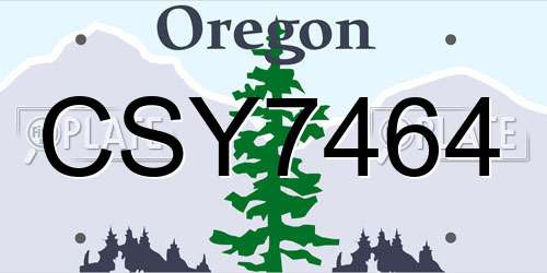 CSY7464 Oregon License Plate