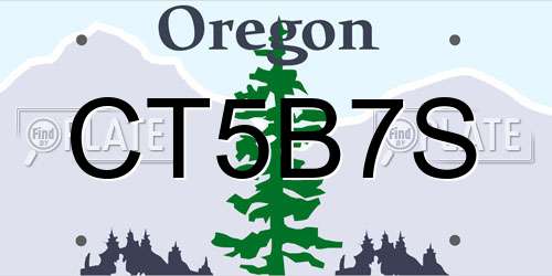 CT5B7S Oregon License Plate